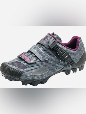 Women’s Gray Athletic Cycling Shoe with Purple Accents